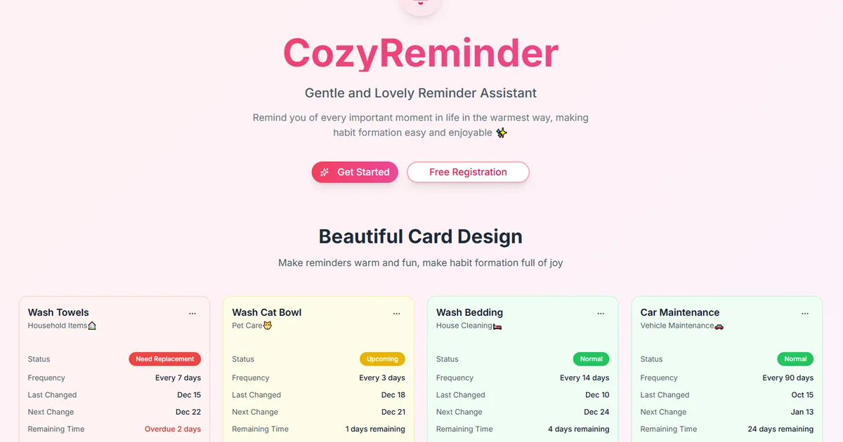 cozyreminder.com image