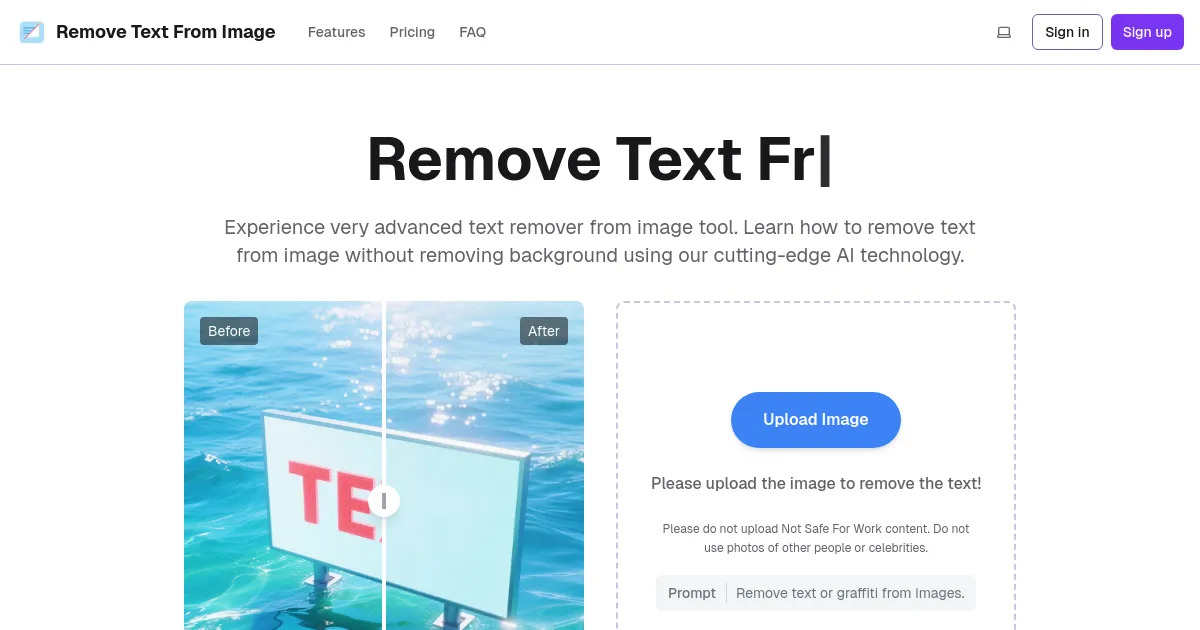 RemoveTextFromImage image